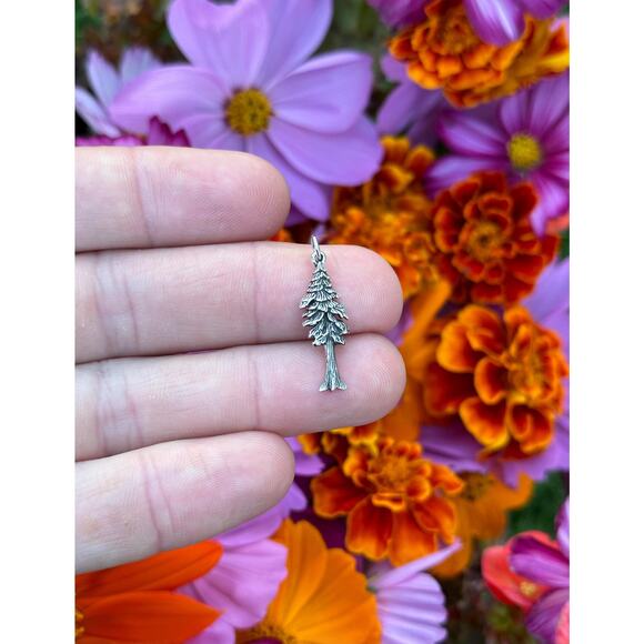 Sterling Silver Dimensional Pine Tree Charm - Picture 2 of 9